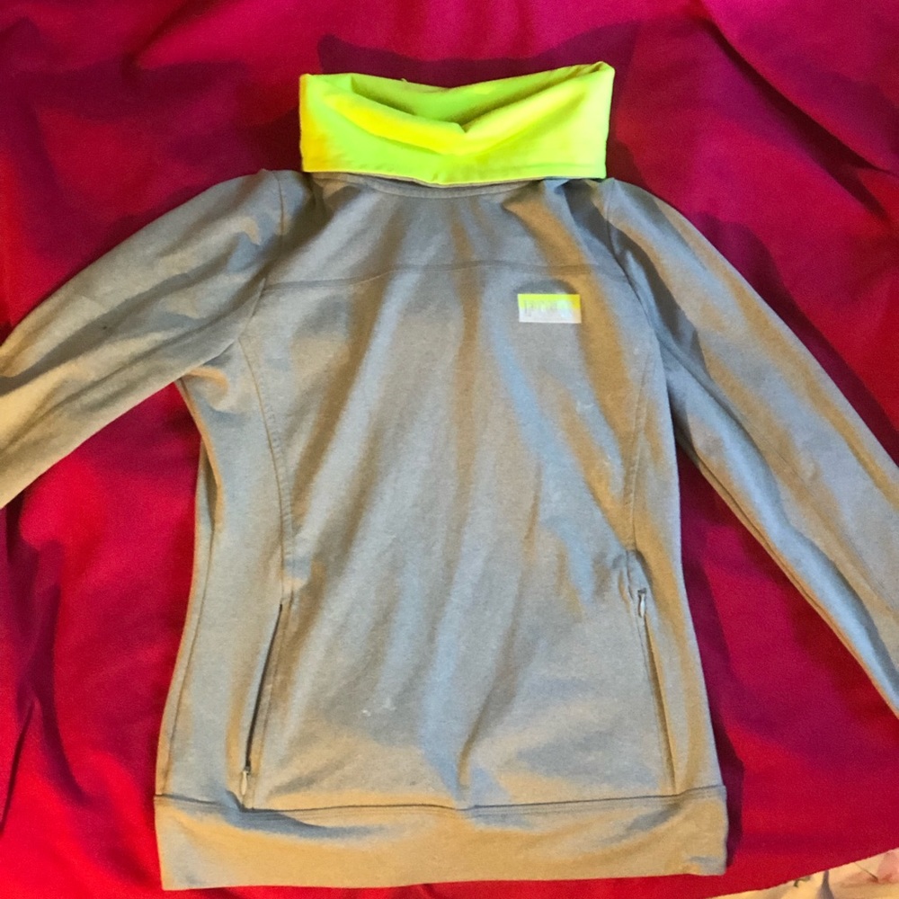 Pink Neon & Gray Turtle Neck Hoodie